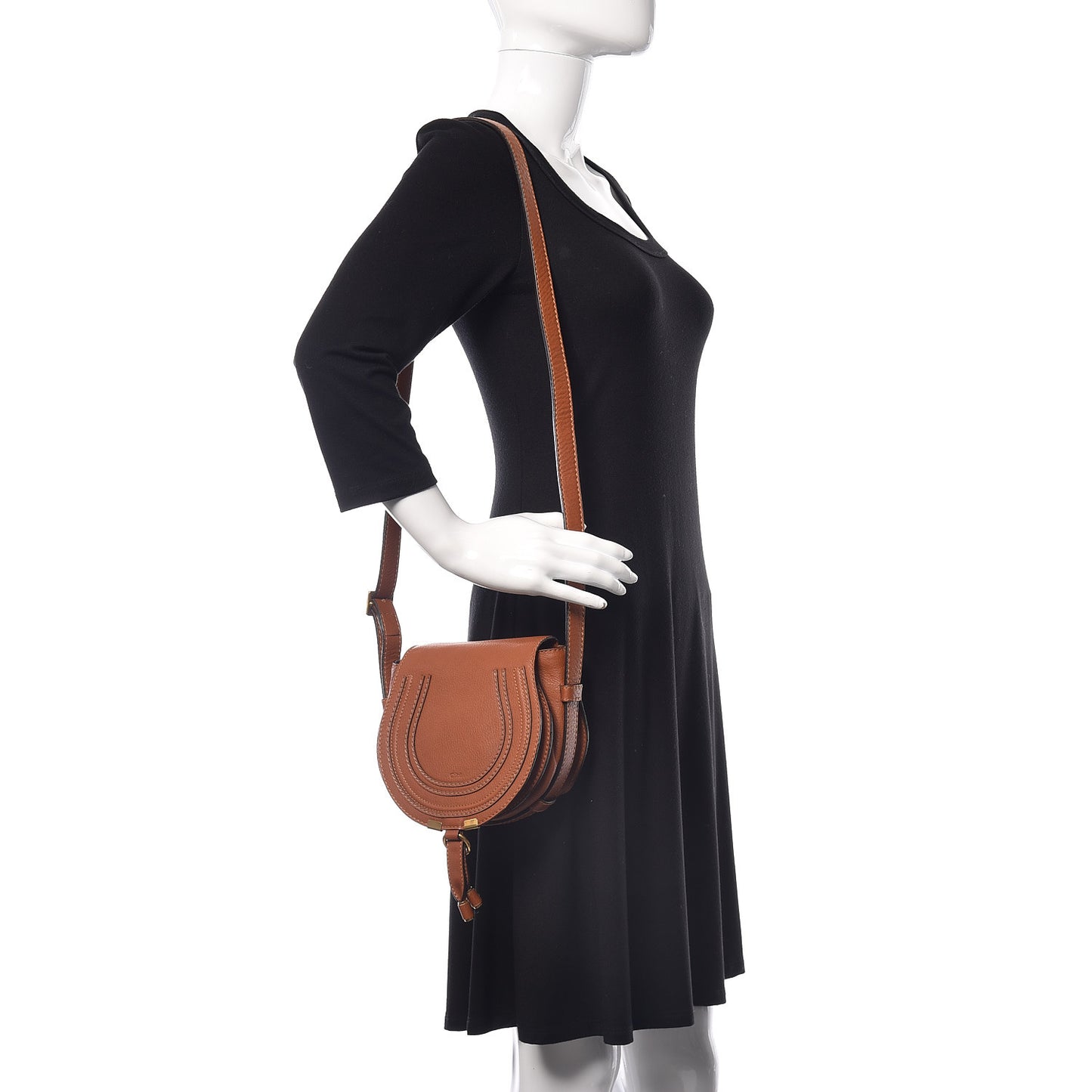 Calfskin Mini Marcie Round Crossbody Bag Tan