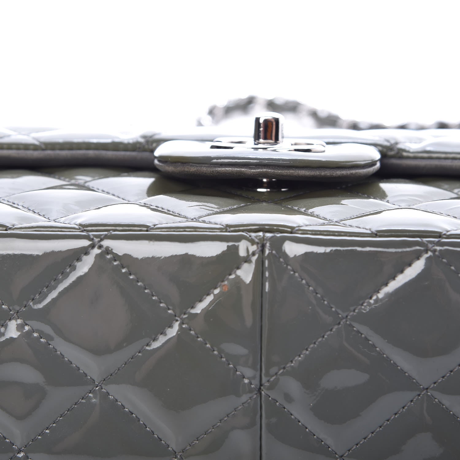 Chanel Patent Quilted Jumbo Single Flap Green 9 of 13