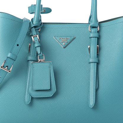 Prada Saffiano Cuir Medium Double Handle Tote Turchese Acquamarina 9 of 11