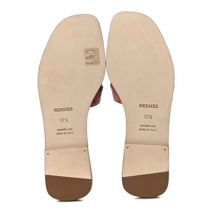 Hermes Ostrich Oran Sandals 37.5 Rouge Blush 7 of 14