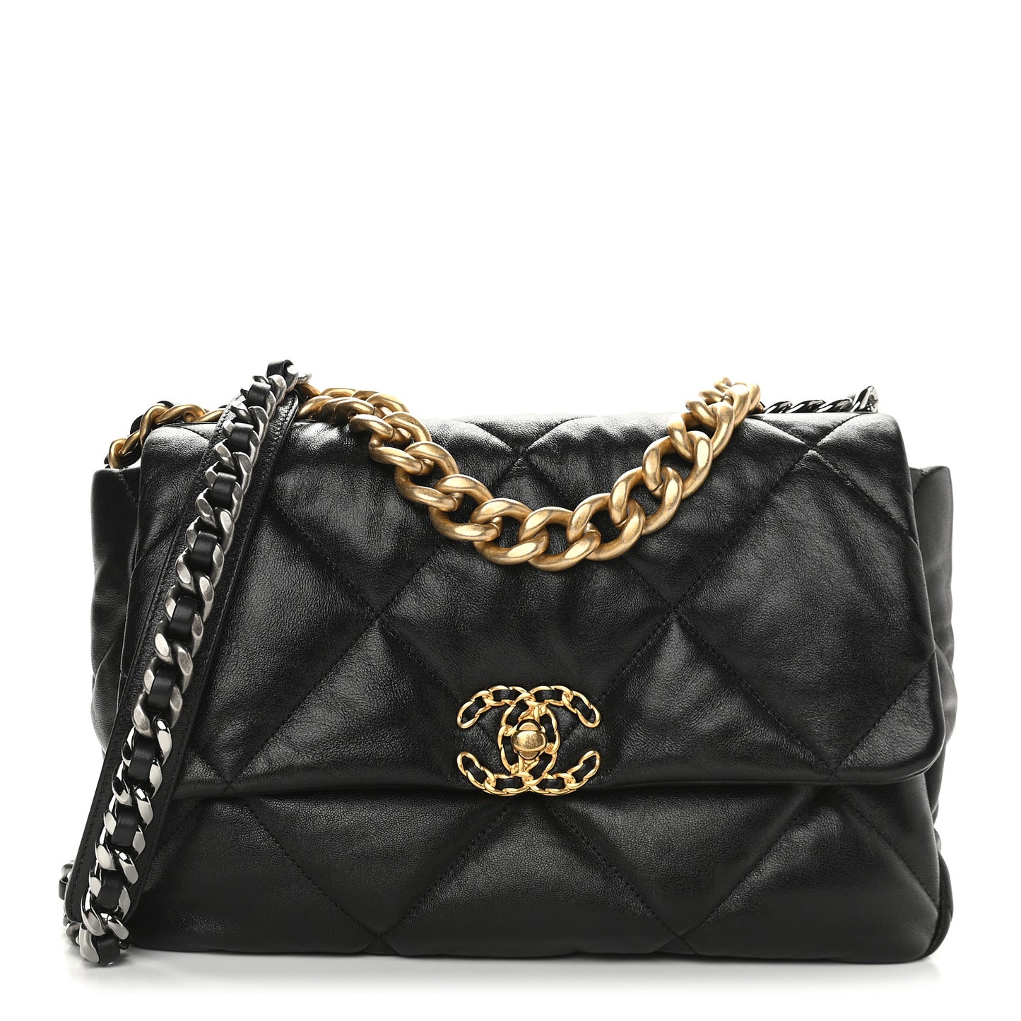 Lambskin Quilted Large Chanel 19 Flap Black