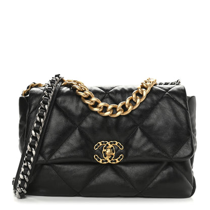 Chanel Lambskin Quilted Large Chanel 19 Flap Black 1 of 9