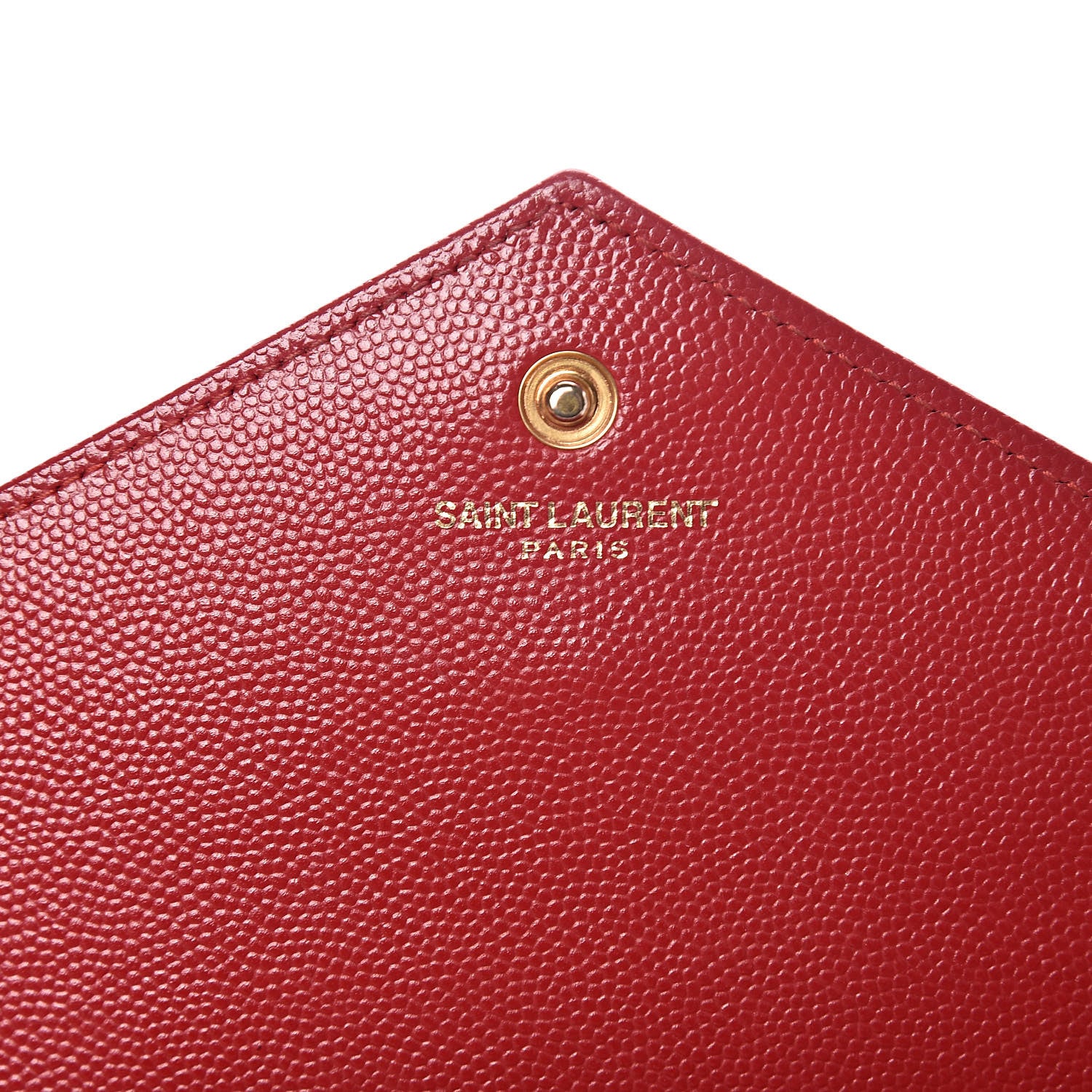 Saint Laurent Grain De Poudre Matelasse Chevron Monogram Chain Wallet New Red 6 of 11