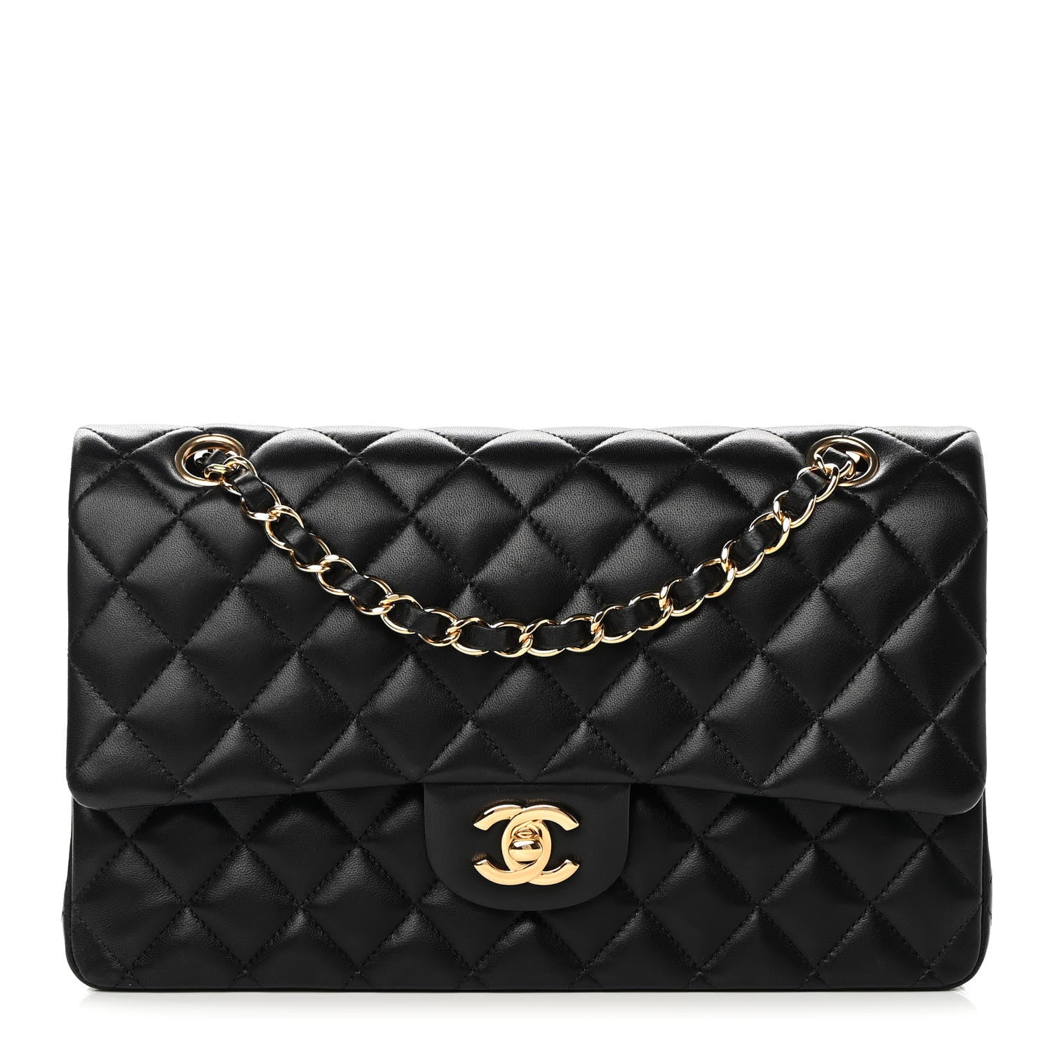Chanel Lambskin Quilted Medium Double Flap Black 1 of 13