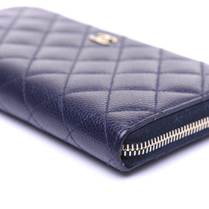 Chanel Caviar Quilted Large Gusset Zip Around Wallet Navy 7 of 12