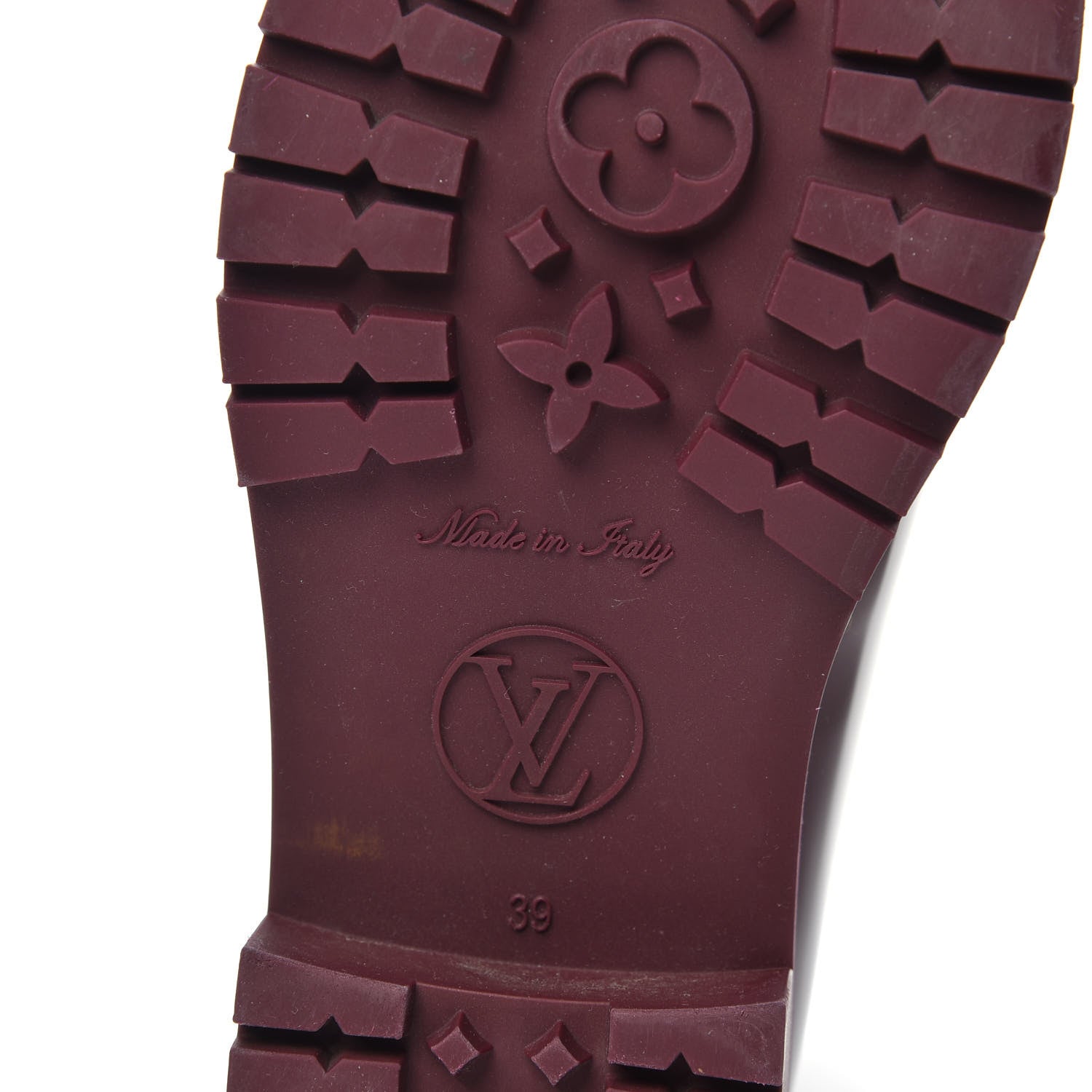 Louis Vuitton Rubber Embossed Monogram Drops Flat Half Boots 39 Burgundy 6 of 9