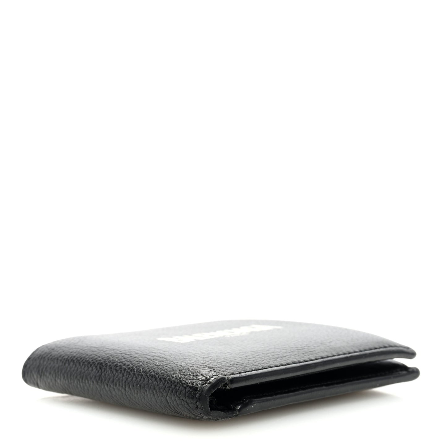 Calfskin Paris Logo Cash Square Bi-Fold Wallet Black White
