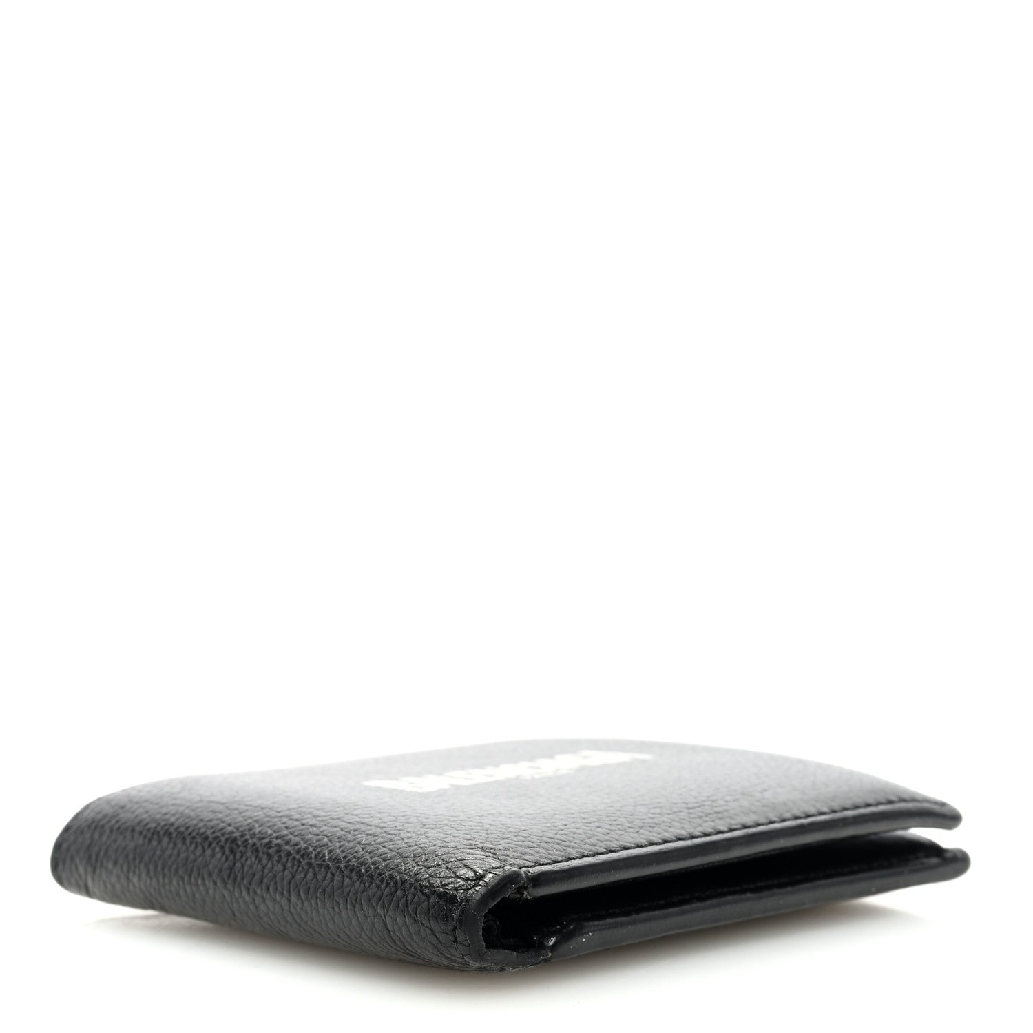Balenciaga Calfskin Paris Logo Cash Square Bi-Fold Wallet Black White 4 of 8