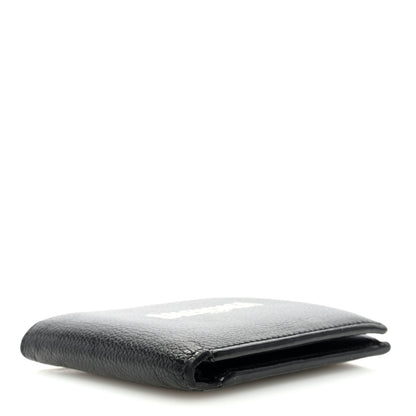 Balenciaga Calfskin Paris Logo Cash Square Bi-Fold Wallet Black White 4 of 8