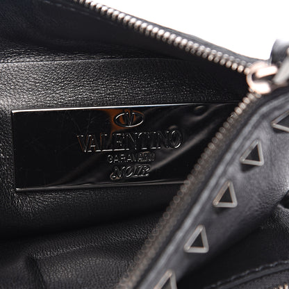 Valentino Garavani Vitello Rockstud Triple Zip Wristlet Pouch Black 5 of 10