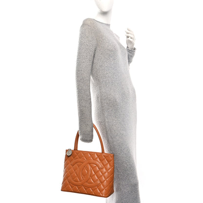 Chanel Caviar Quilted Medallion Tote Orange 2 of 10