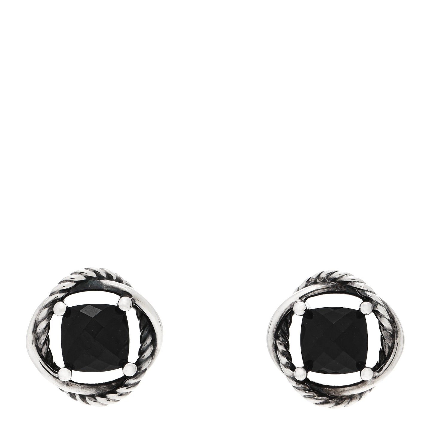 Sterling Silver Black Onyx 7mm Infinity Earrings