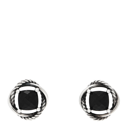 David Yurman Sterling Silver Black Onyx 7mm Infinity Earrings 1 of 4