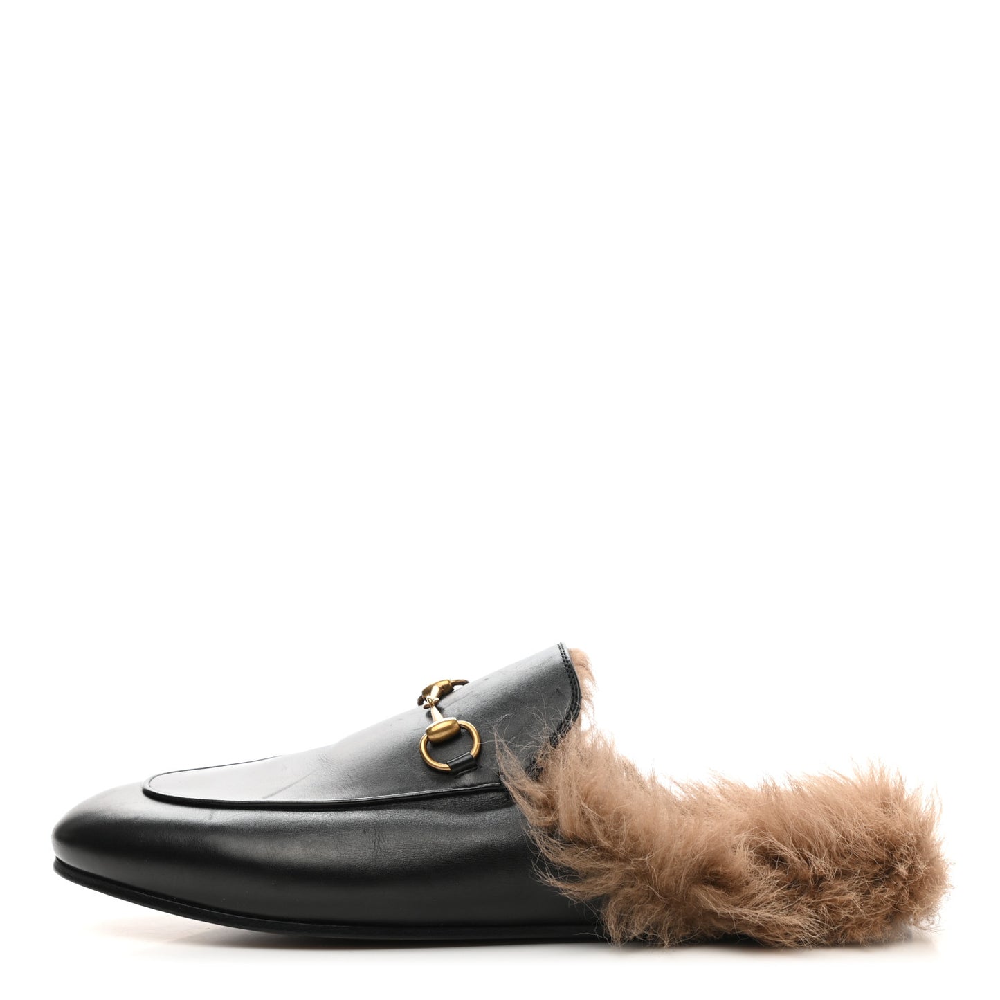 Calfskin Fur Womens Princetown Slippers 40 Black