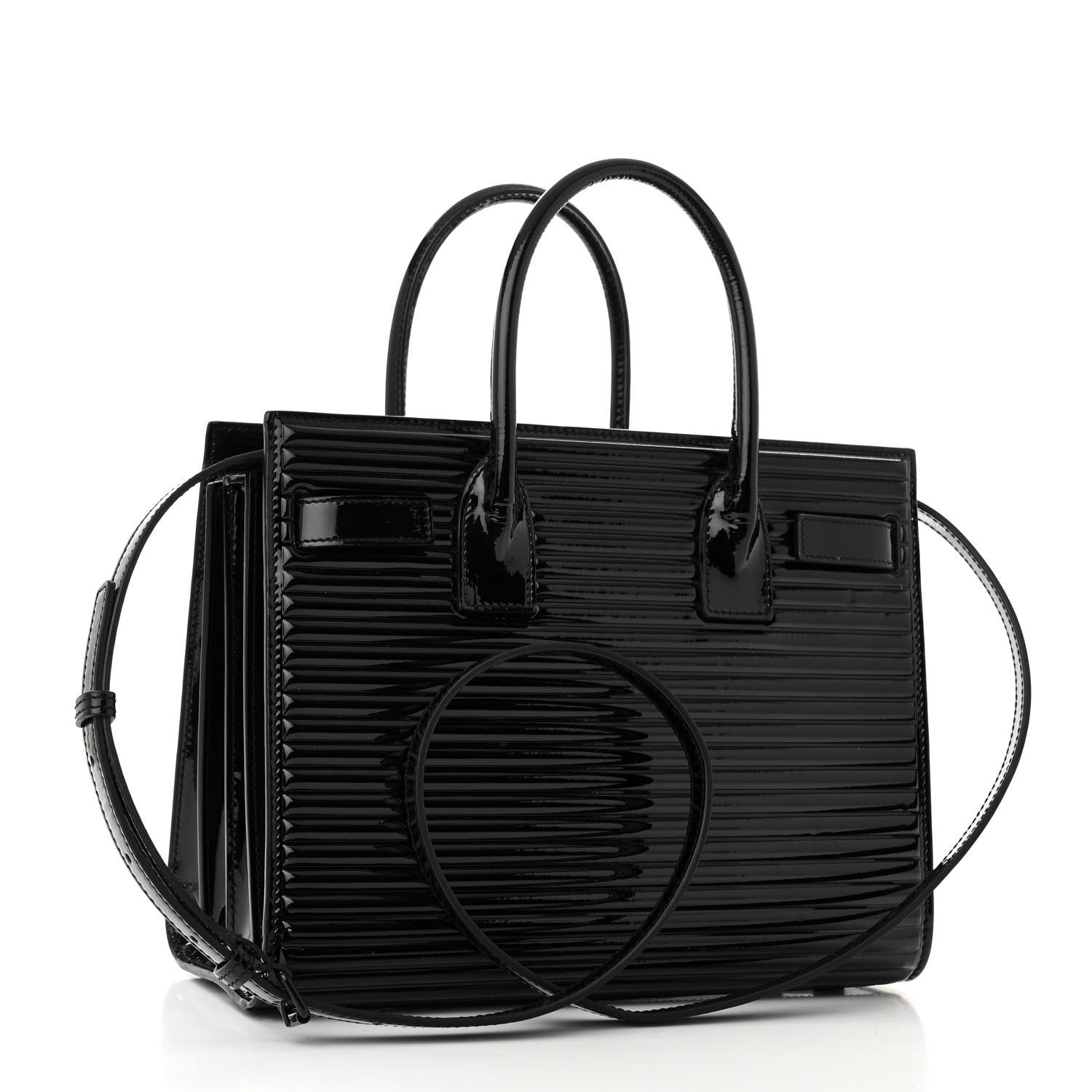 Saint Laurent Ribbed Patent Calfskin Baby Sac De Jour Black 3 of 9