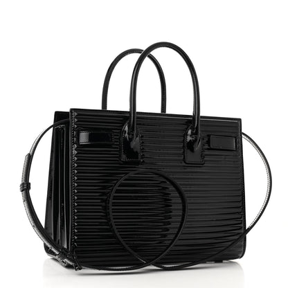 Saint Laurent Ribbed Patent Calfskin Baby Sac De Jour Black 3 of 9