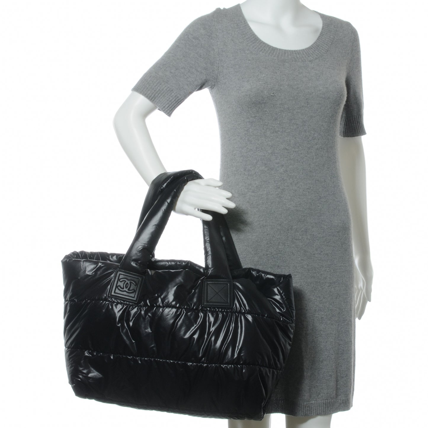 Nylon Coco Cocoon Medium Reversible Tote Black