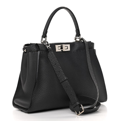Fendi Cuoio Romano Selleria Bi-Color Medium Peekaboo Iconic Satchel Asfalto Latte 3 of 12