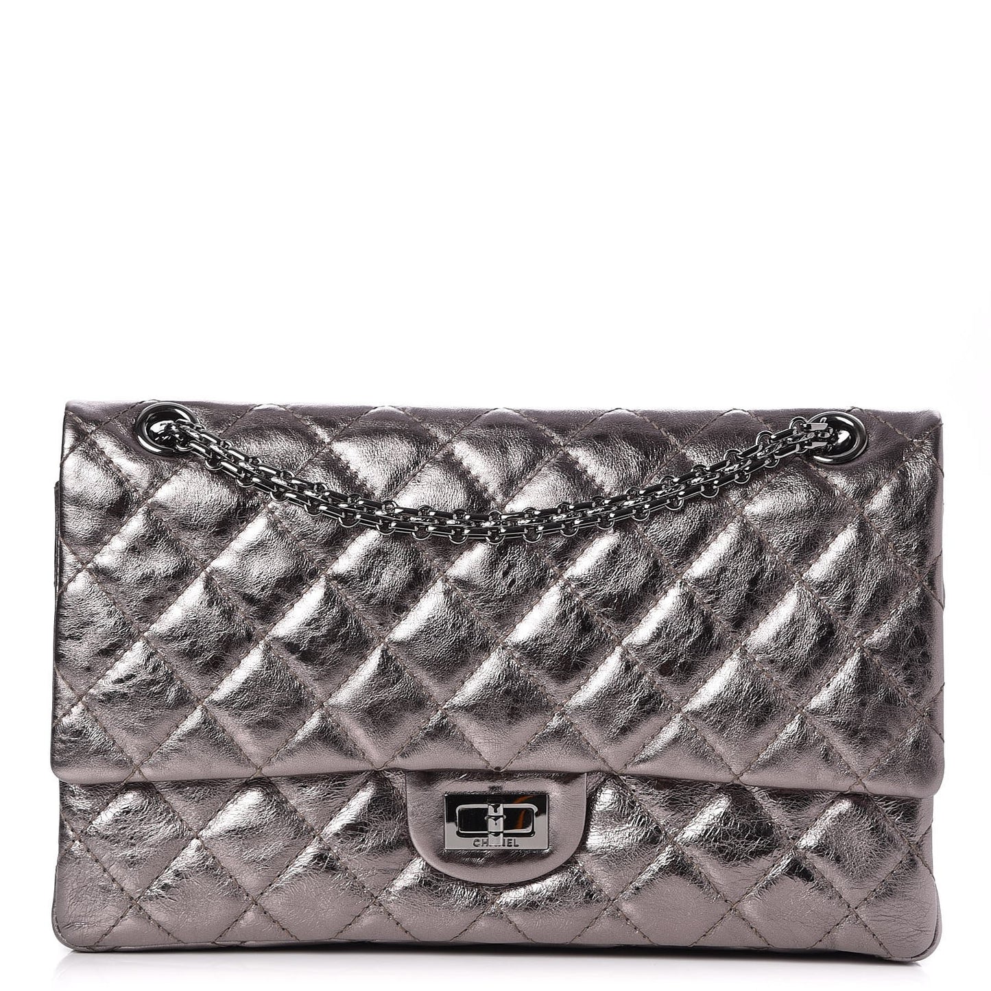 Metallic Aged Calfskin Quilted 2.55 Reissue 226 Flap Silver