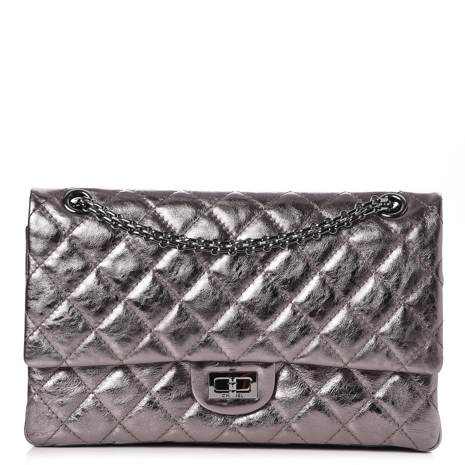 Chanel Metallic Aged Calfskin Quilted 2.55 Reissue 226 Flap Silver 1 of 9