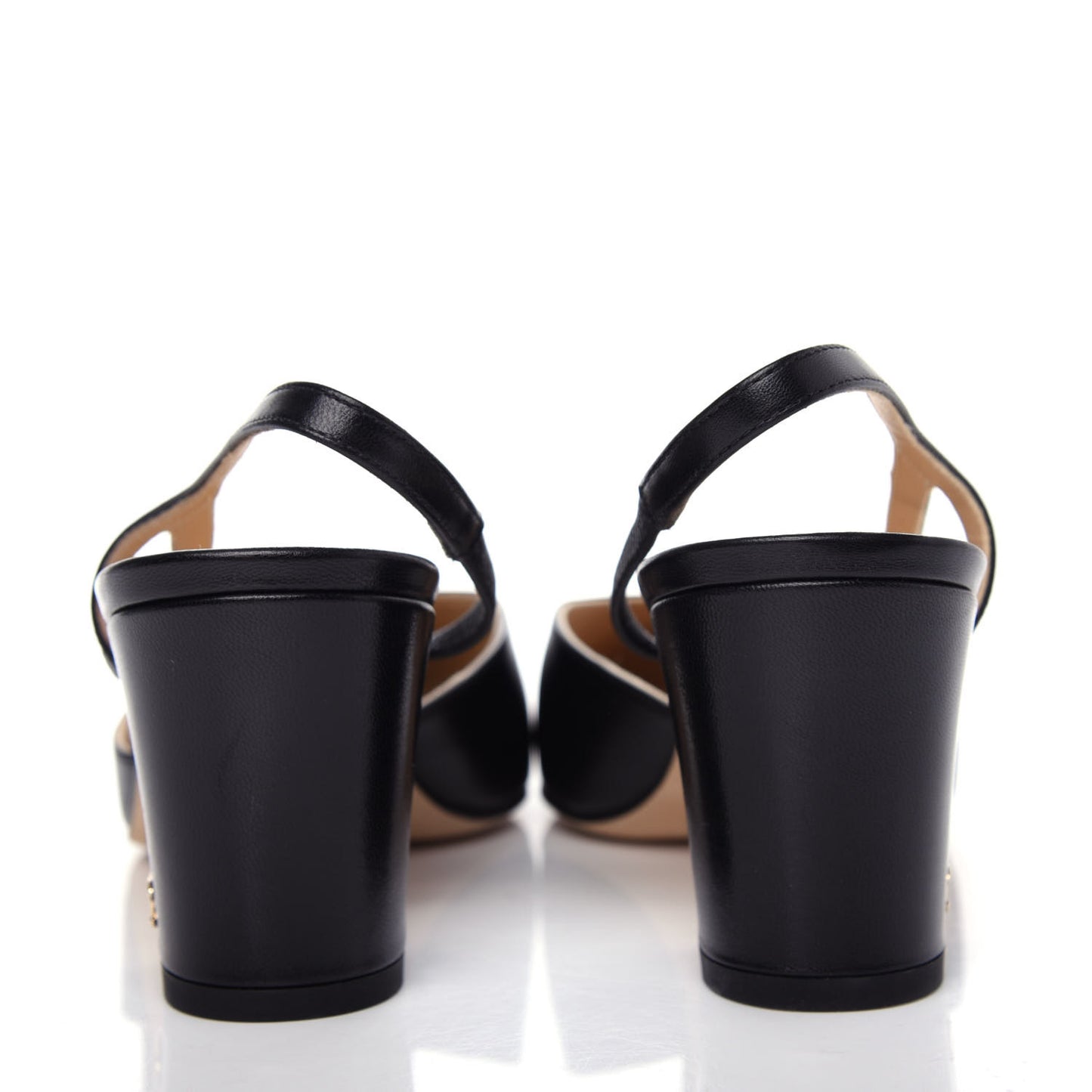 Goatskin Grosgrain Cap Toe CC Slingback Sandals 39.5 Black