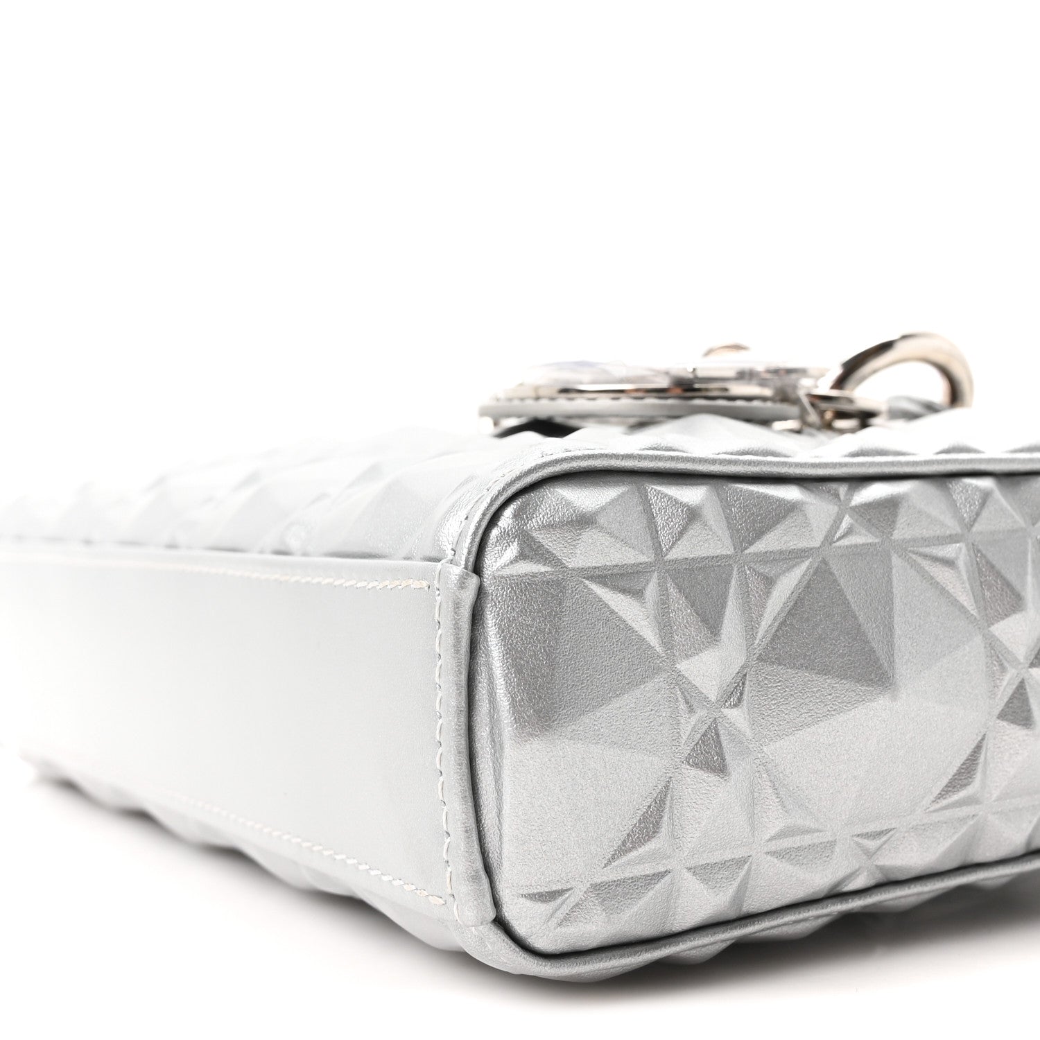 Christian Dior Metallic Calfskin Cannage Diamond Small Lady D-Joy Silver 10 of 10