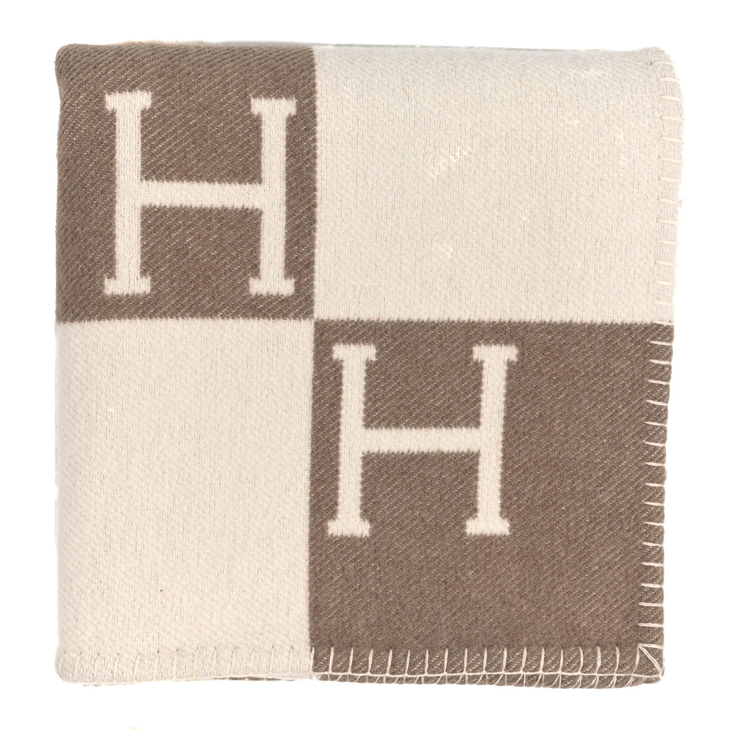 Hermes Wool Cashmere Avalon Baby Blanket Noisette Moyen White 1 of 3