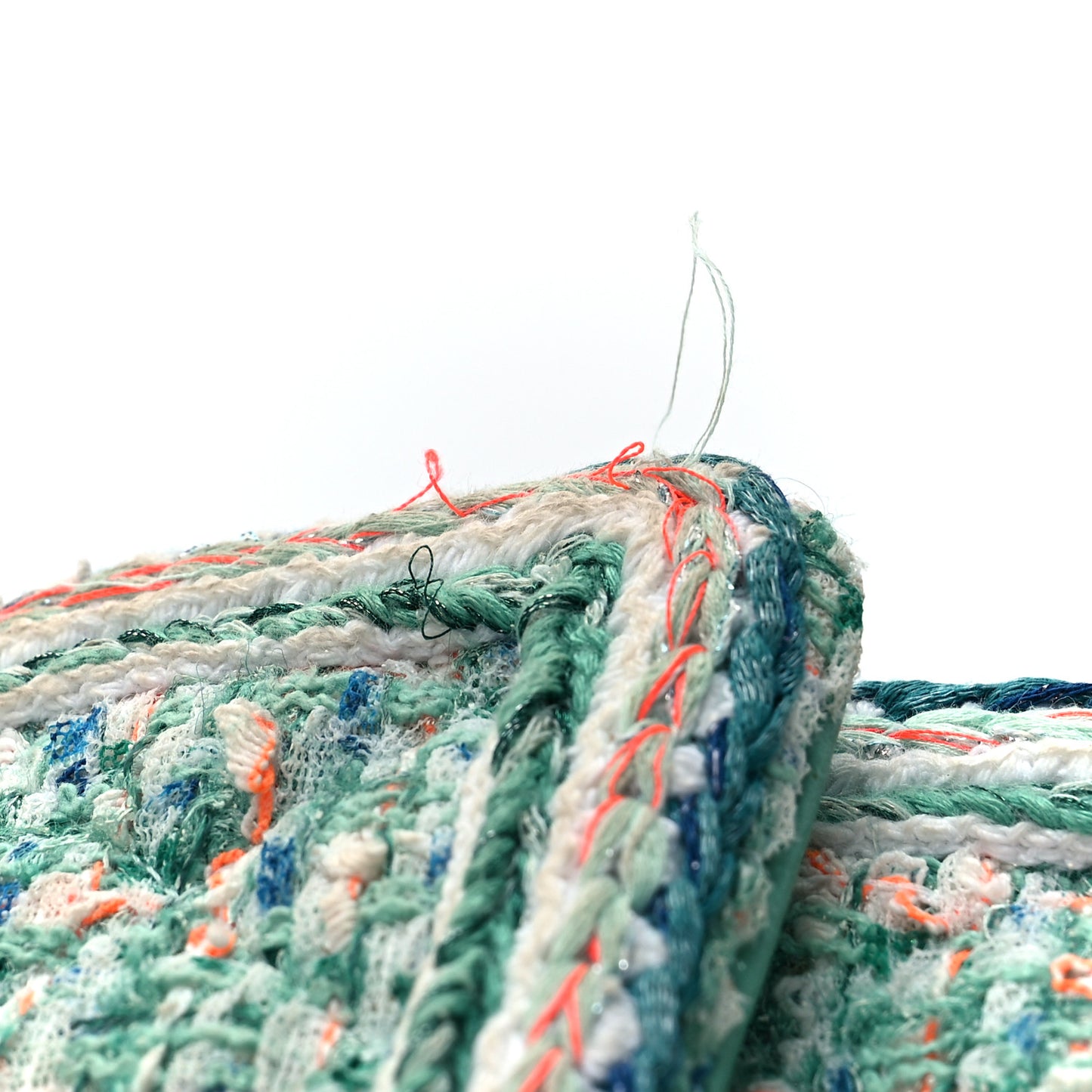 Tweed Quilted Mini Flap Green White Orange
