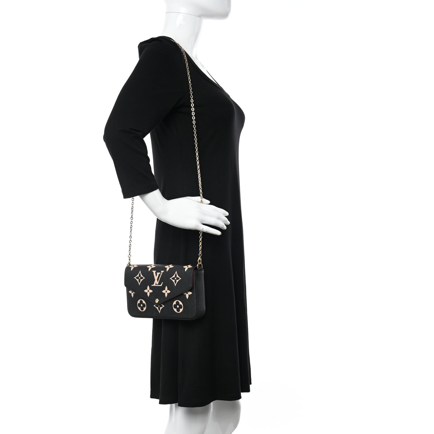 Louis Vuitton Empreinte Monogram Giant Felicie Pochette Black Beige 2 of 15