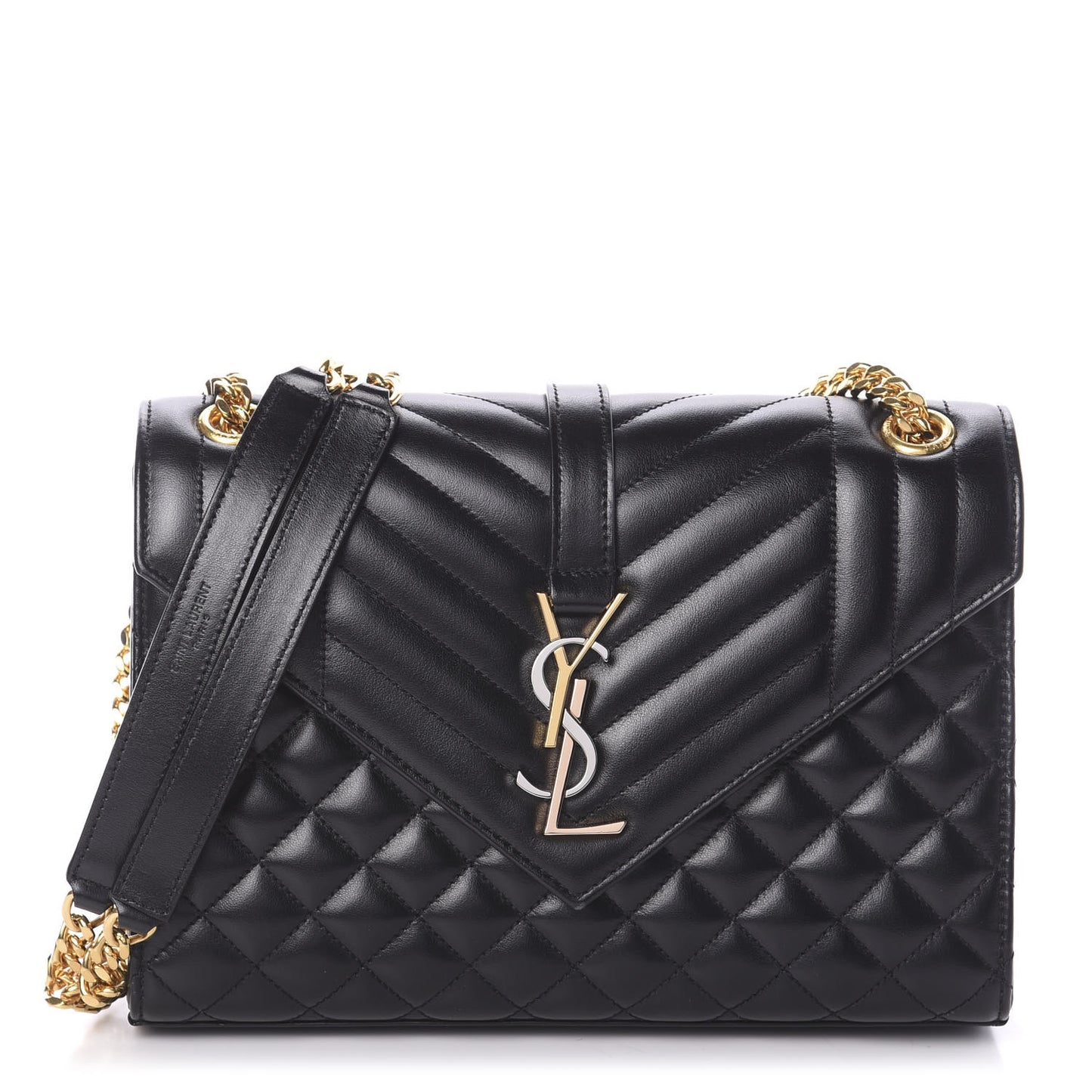 Grain De Poudre Textured Mixed Matelasse Triquilt Medium Monogram Satchel Black