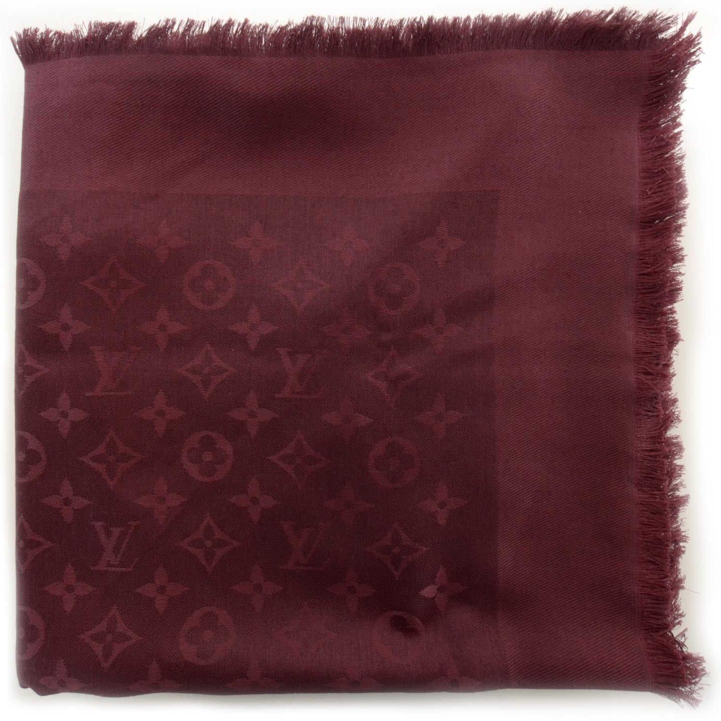 Silk Wool Monogram Shawl Bordeaux
