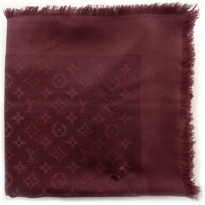 Louis Vuitton Silk Wool Monogram Shawl Bordeaux 1 of 5
