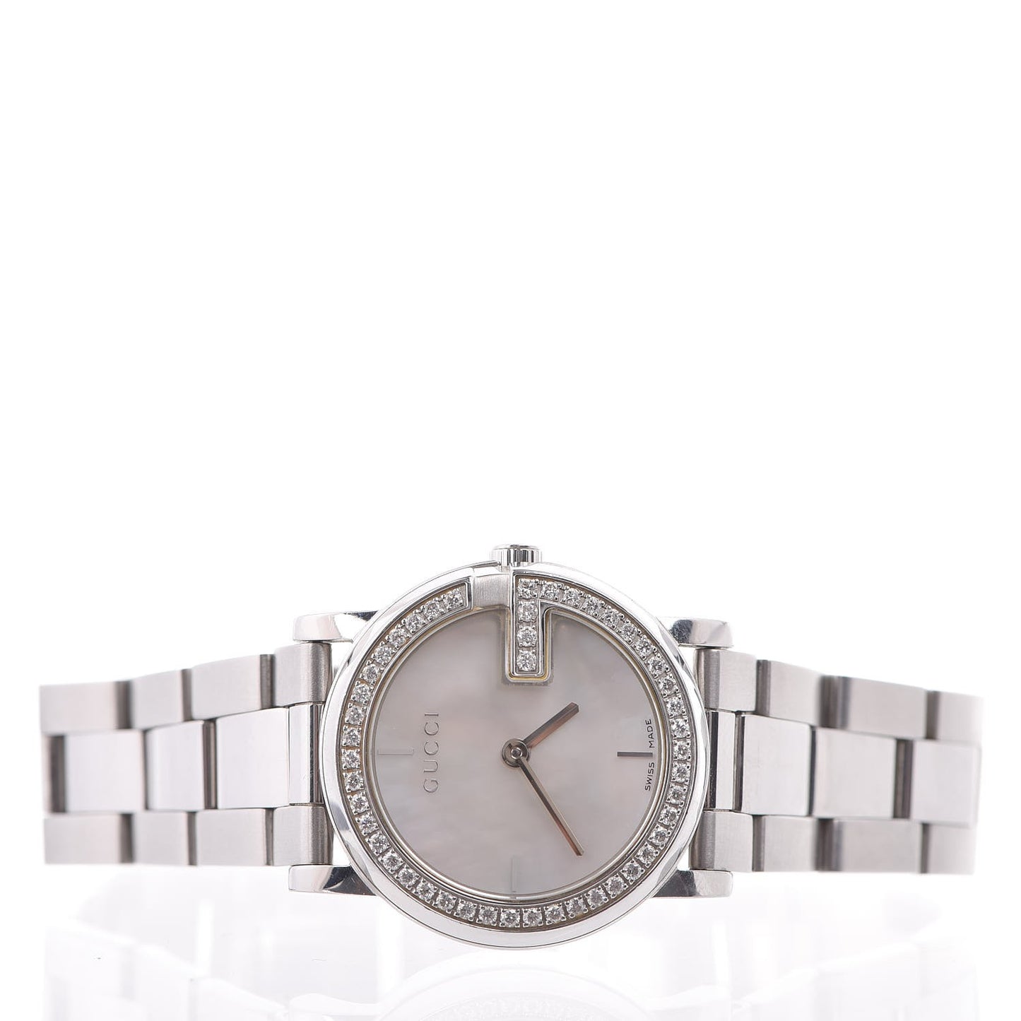 Stainless Steel Diamond Bezel Mother of Pearl 27mm 101L Quartz Watch