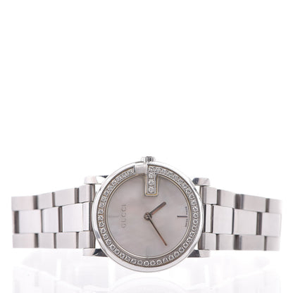 Gucci Stainless Steel Diamond Bezel Mother of Pearl 27mm 101L Quartz Watch 3 of 8