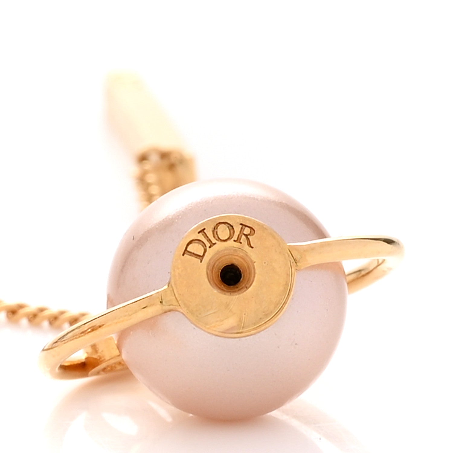 Christian Dior Pearl Tribales Dangle Chain Earrings Pink Gold 3 of 4