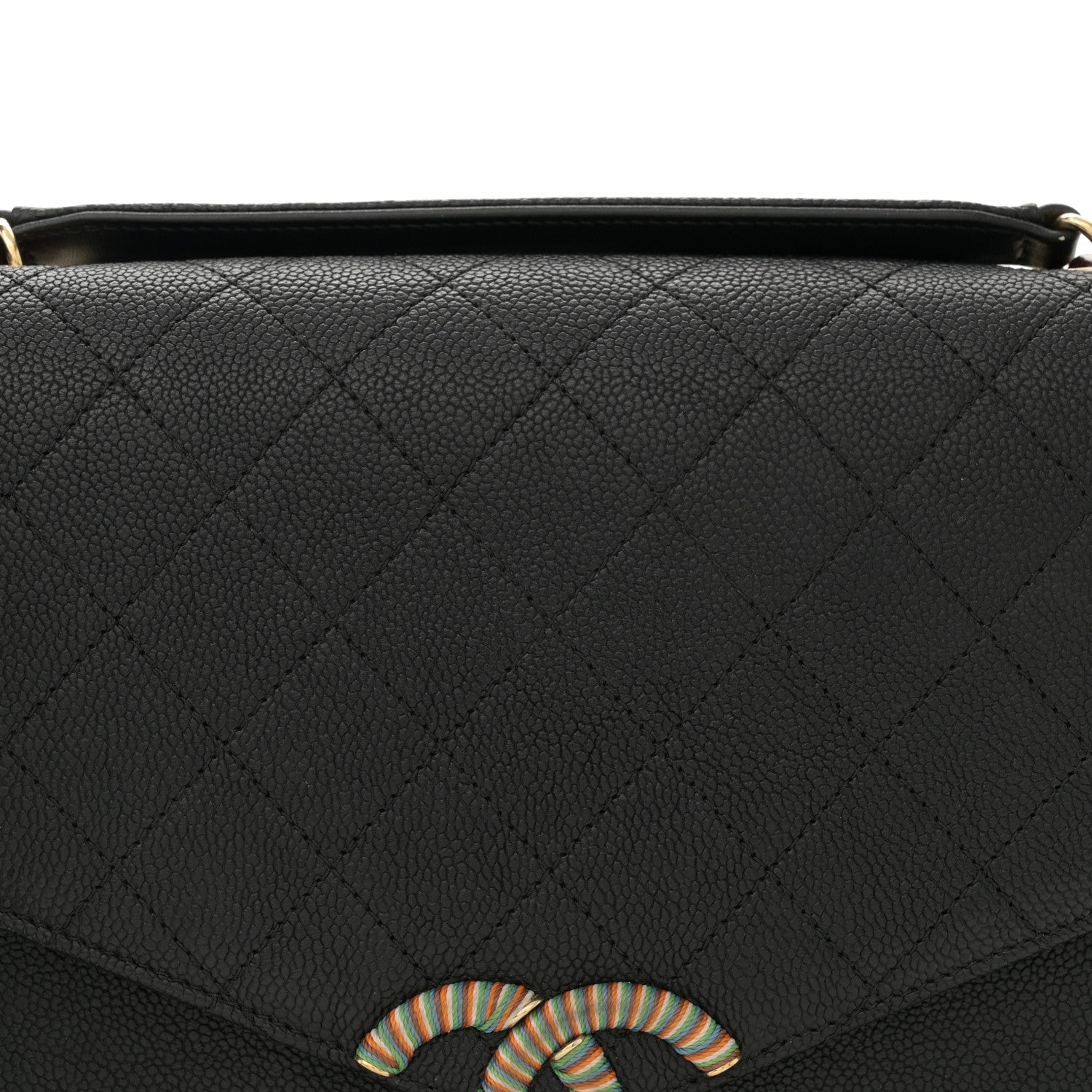 Chanel Grained Calfskin Quilted Medium Cuba Top Handle Flap Black 8 of 13