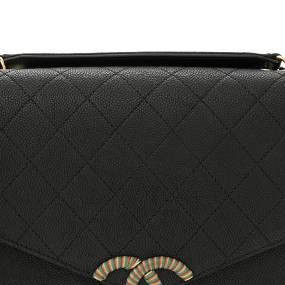 Chanel Grained Calfskin Quilted Medium Cuba Top Handle Flap Black 8 of 13