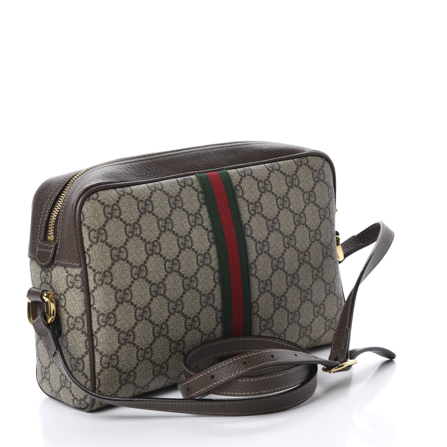 Gucci GG Supreme Monogram Web Small Ophidia Shoulder Bag Brown 3 of 14