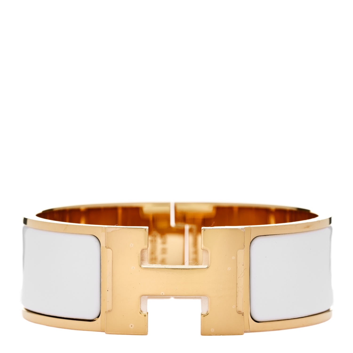 Hermes Enamel Wide Clic Clac H Bracelet PM White 1 of 4