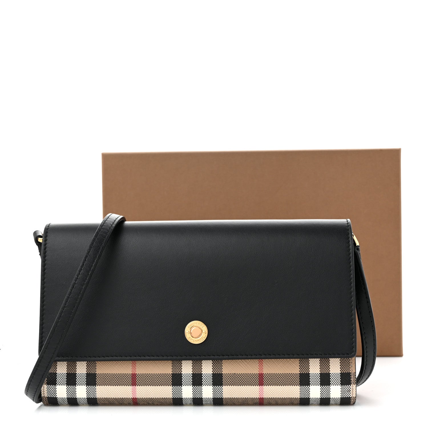 Burberry Calfskin Vintage Check Hannah Wallet with Detachable