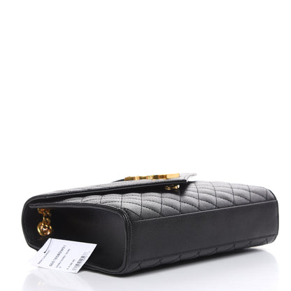 Saint Laurent Grain De Poudre Textured Mixed Matelasse Triquilt Medium Monogram Satchel Black 4 of 10