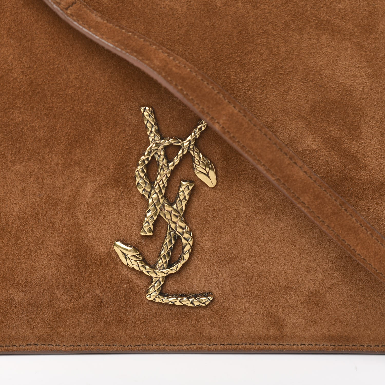 Saint Laurent Suede Small Dylan Snake Monogram Satchel Fox 9 of 9