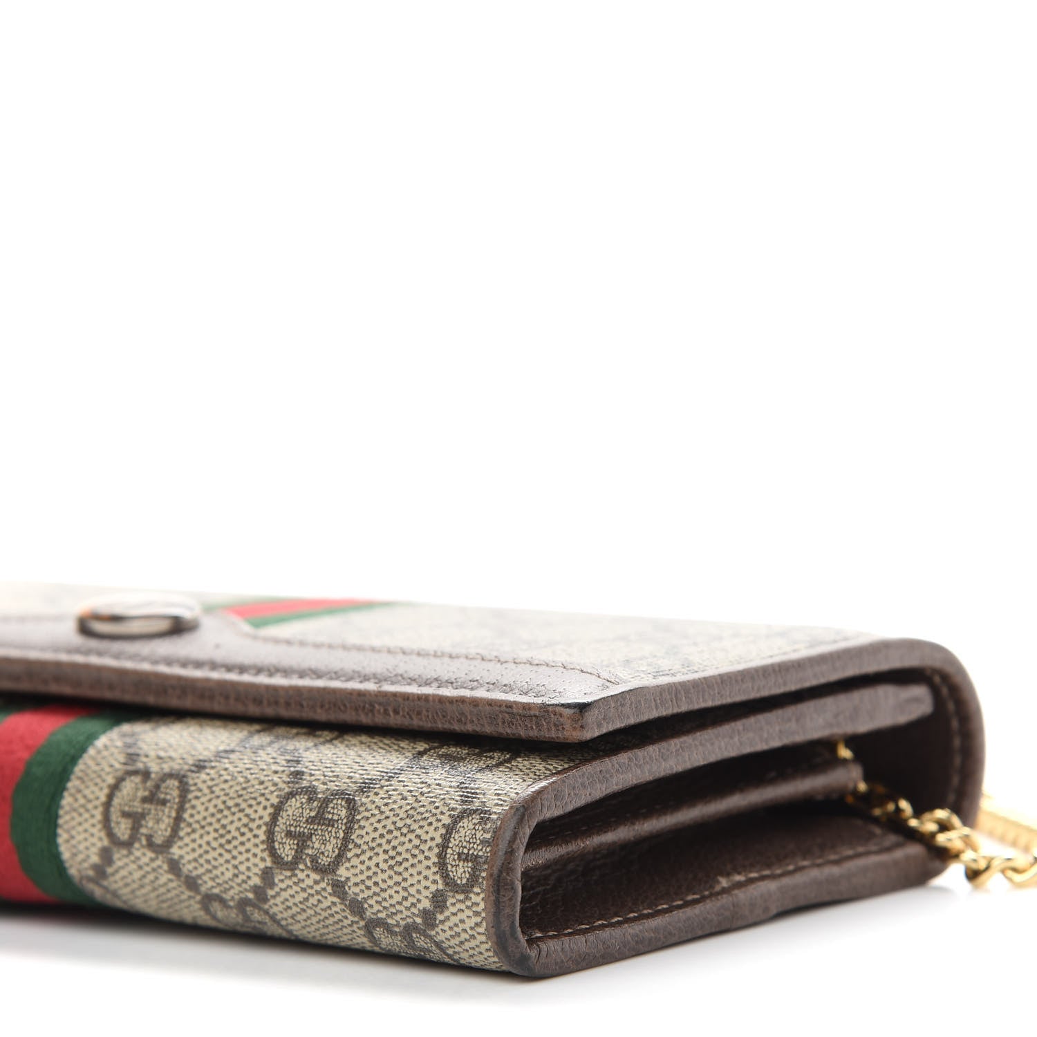 Gucci GG Supreme Monogram Web Ophidia Wallet On Chain Brown 9 of 10