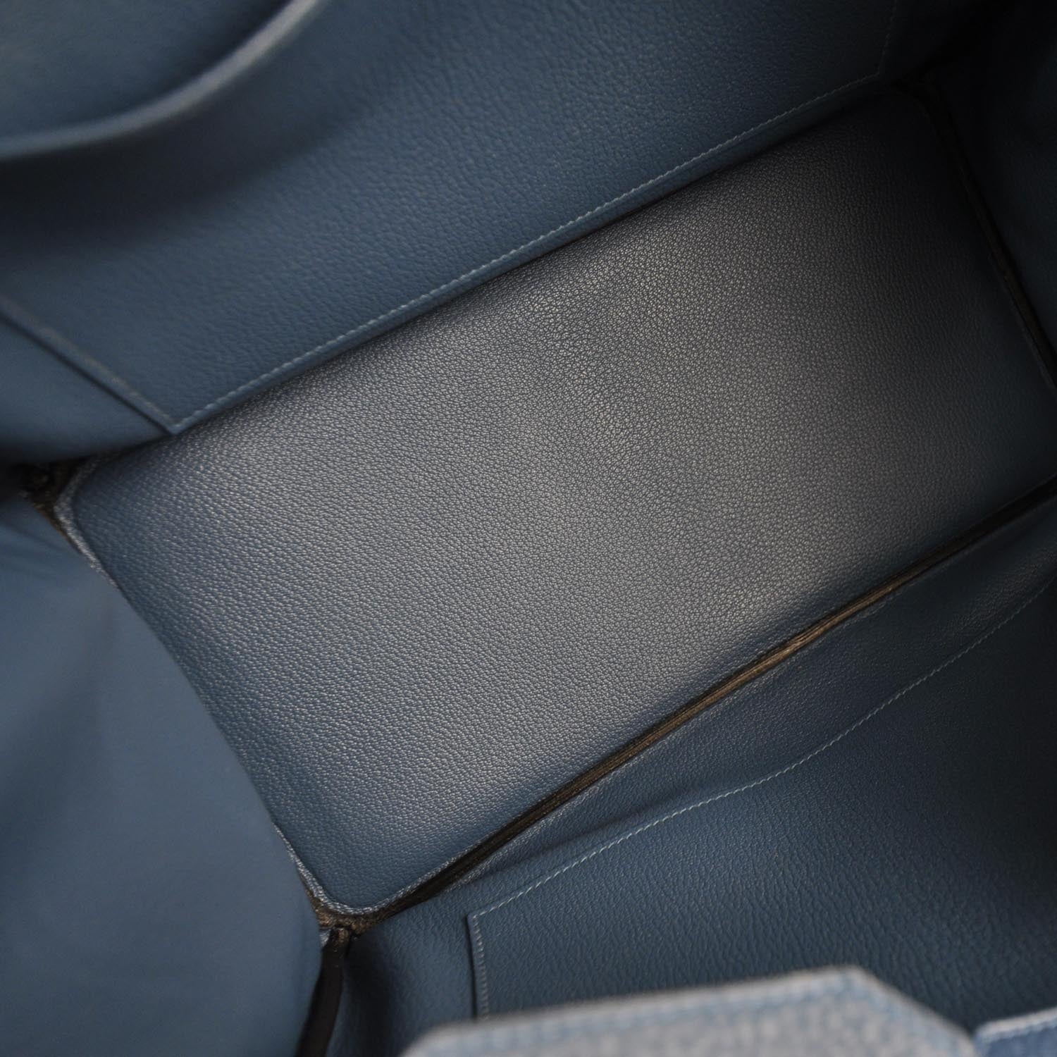 Hermes Taurillon Clemence Birkin 35 Bleu Thalassa NEW 6 of 11