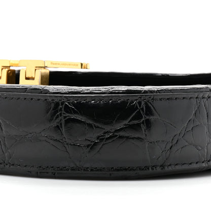 Alexander Wang Crocodile Embossed Calfskin W Legacy Saddle Bag Black 7 of 12