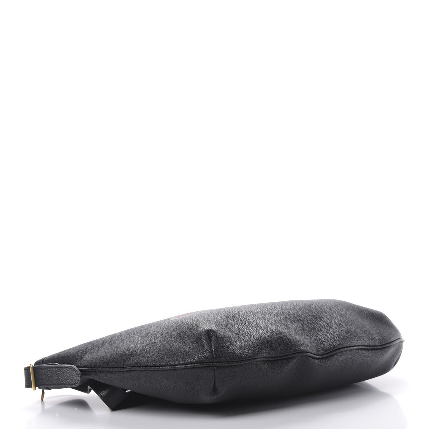 Grained Calfskin Logo Half Moon Hobo Black