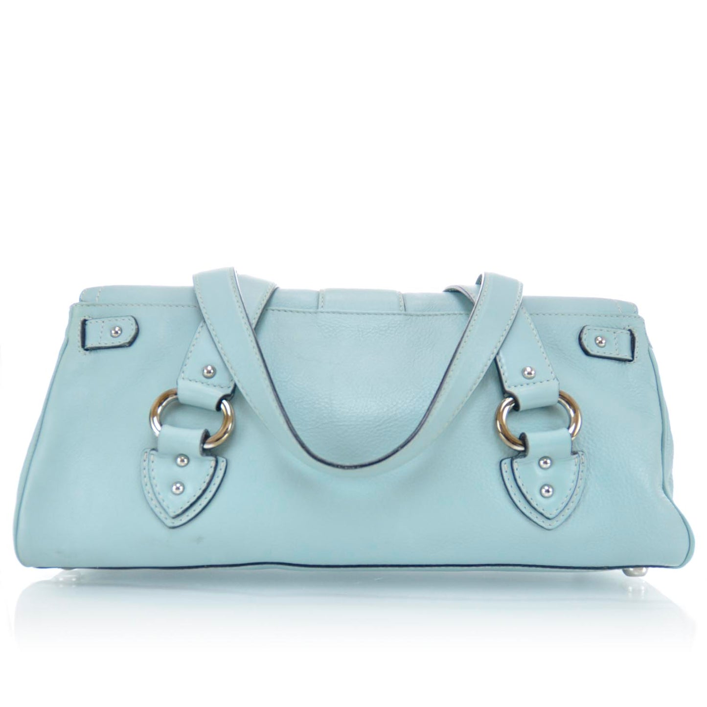 Leather Pushlock Satchel Blue