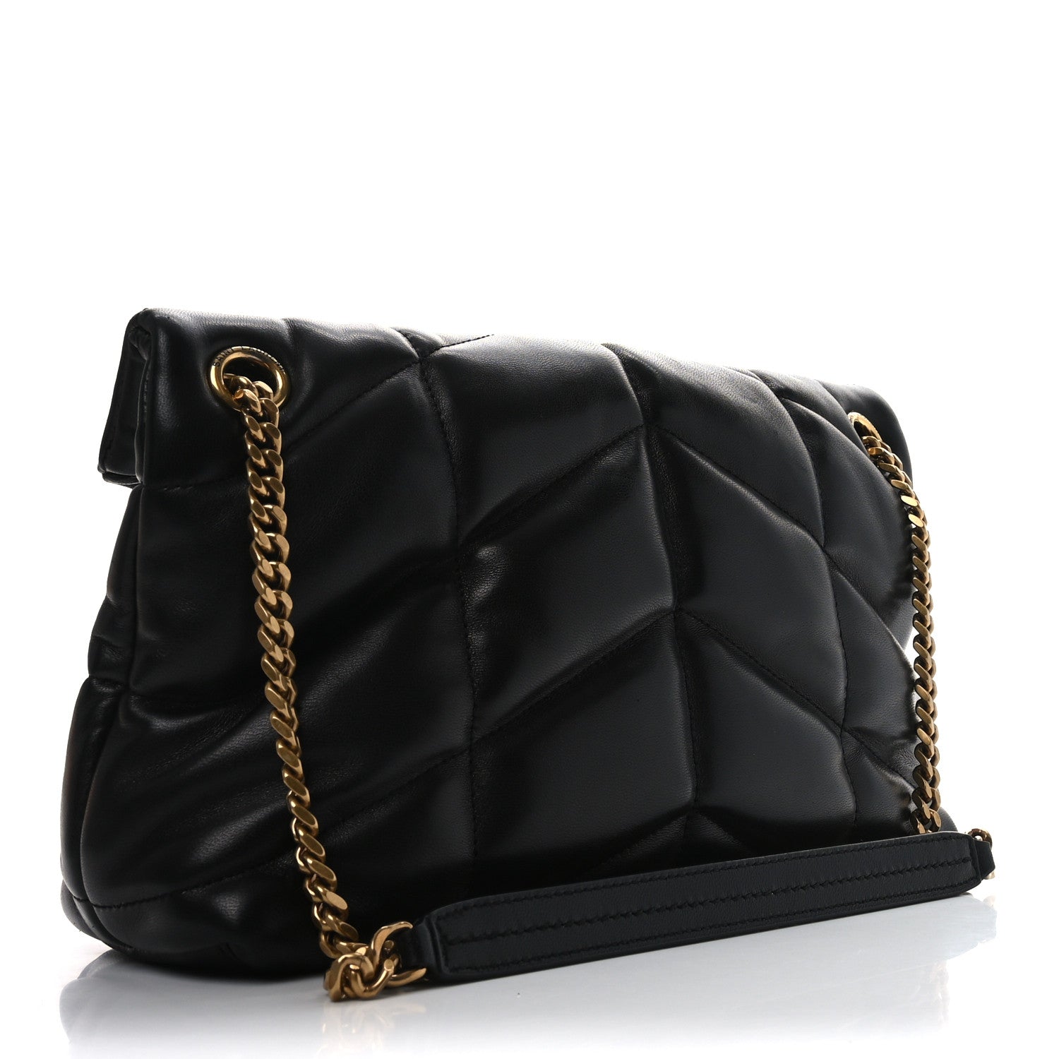 Saint Laurent Lambskin Quilted Small Loulou Puffer Monogram Chain Satchel Black 3 of 11