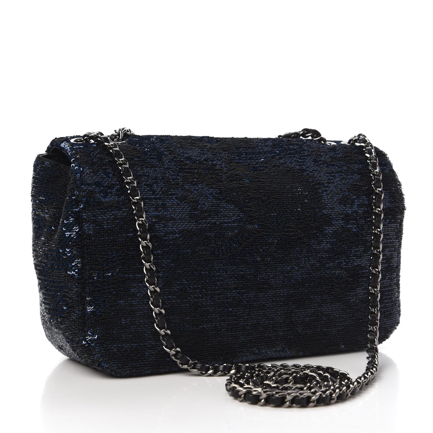 Sequin Small Single Flap Blue Black
