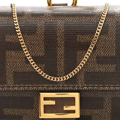 Fendi Glazed Fabric FF 1974 Nano Baguette Charm Mogano Panna 7 of 9